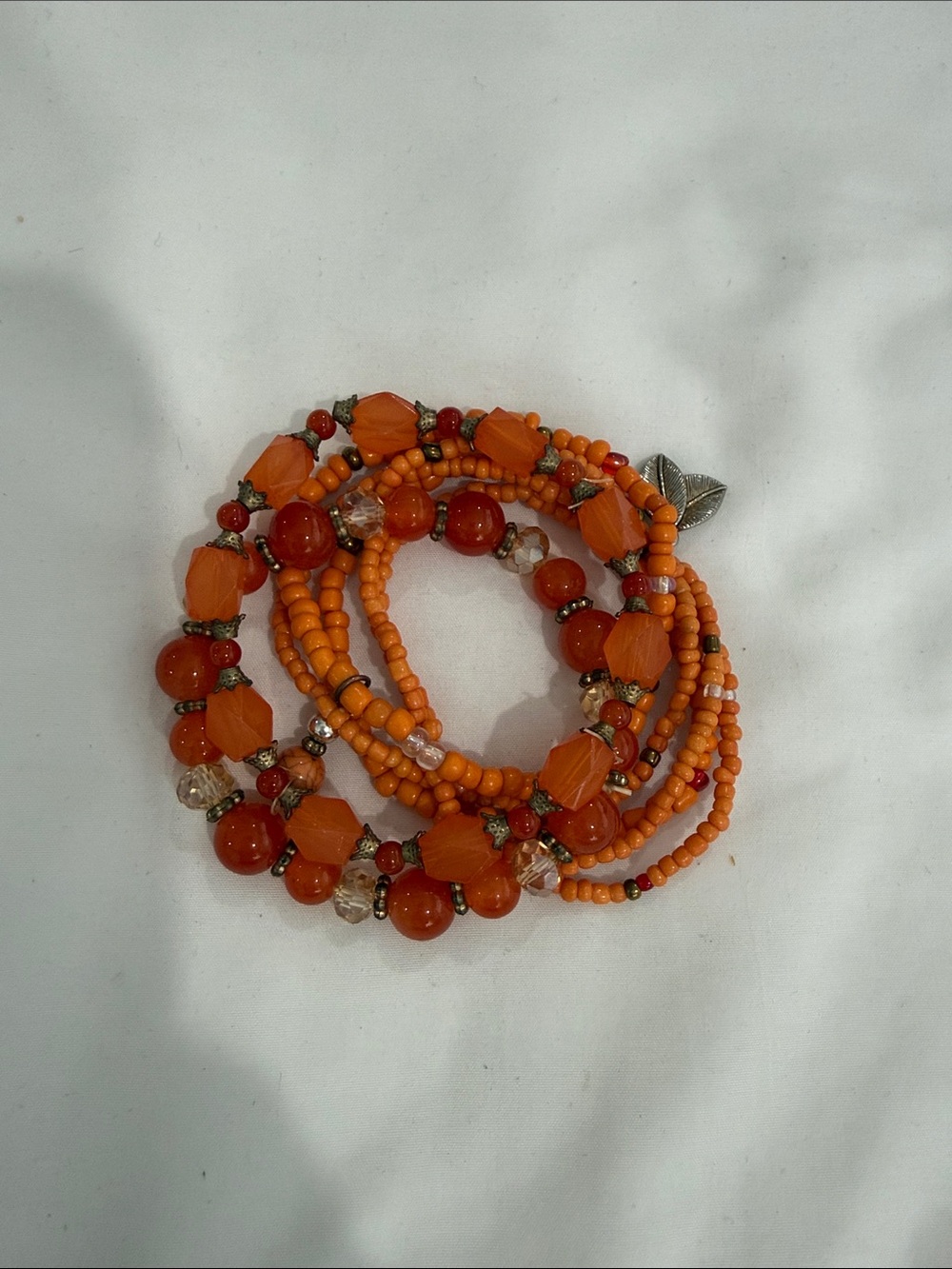 Orange Beaded Multi-Strand Women's Bracelet - Unbranded